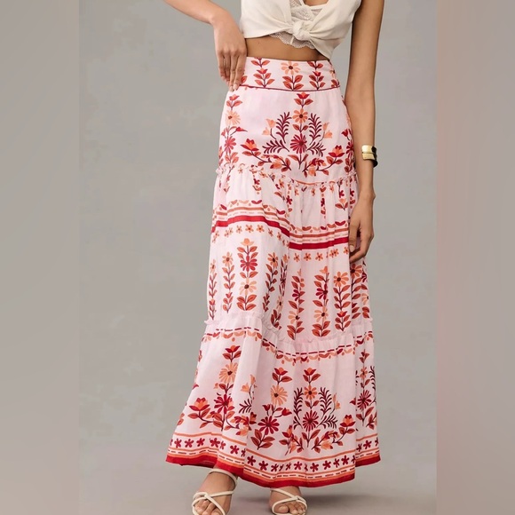 Banjanan Pink and Red Floral Maxi Skirt - Picture 1 of 5